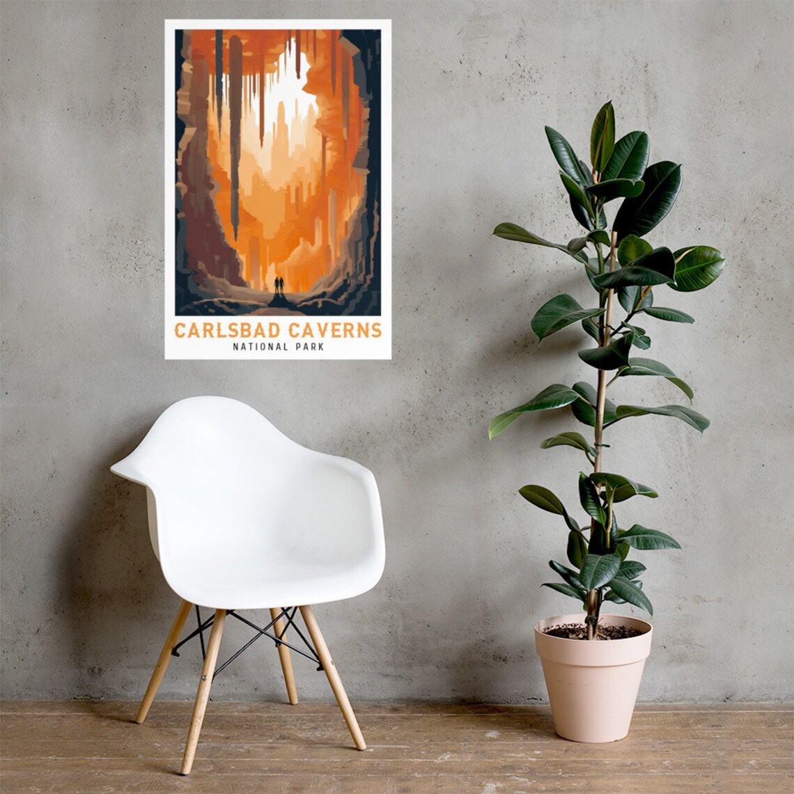 Carlsbad Caverns National Park Glowing Cave Interior Vintage Travel Poster - Image 2