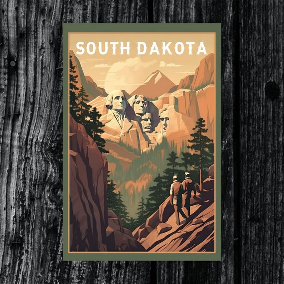 South Dakota Vintage Travel Poster Print Wall Art Gift Idea Home Decor