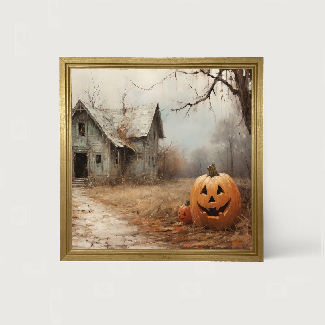 Abandoned House Jack O Lantern Halloween Art Print