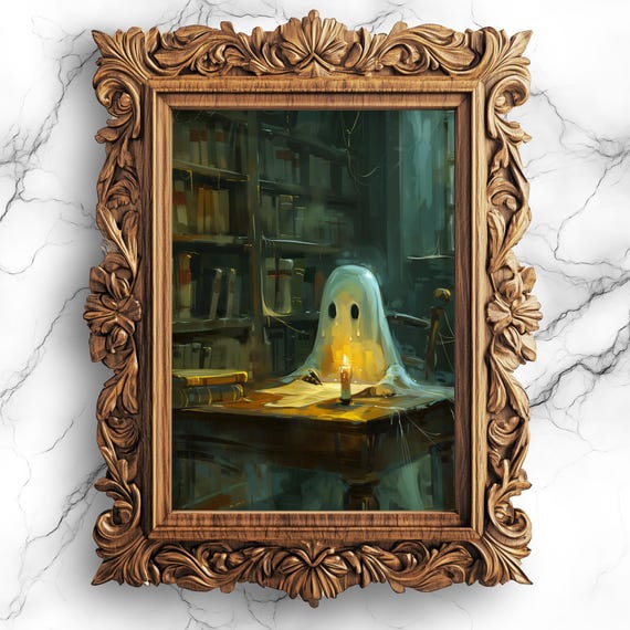 Ghostly Writer Halloween Art Print