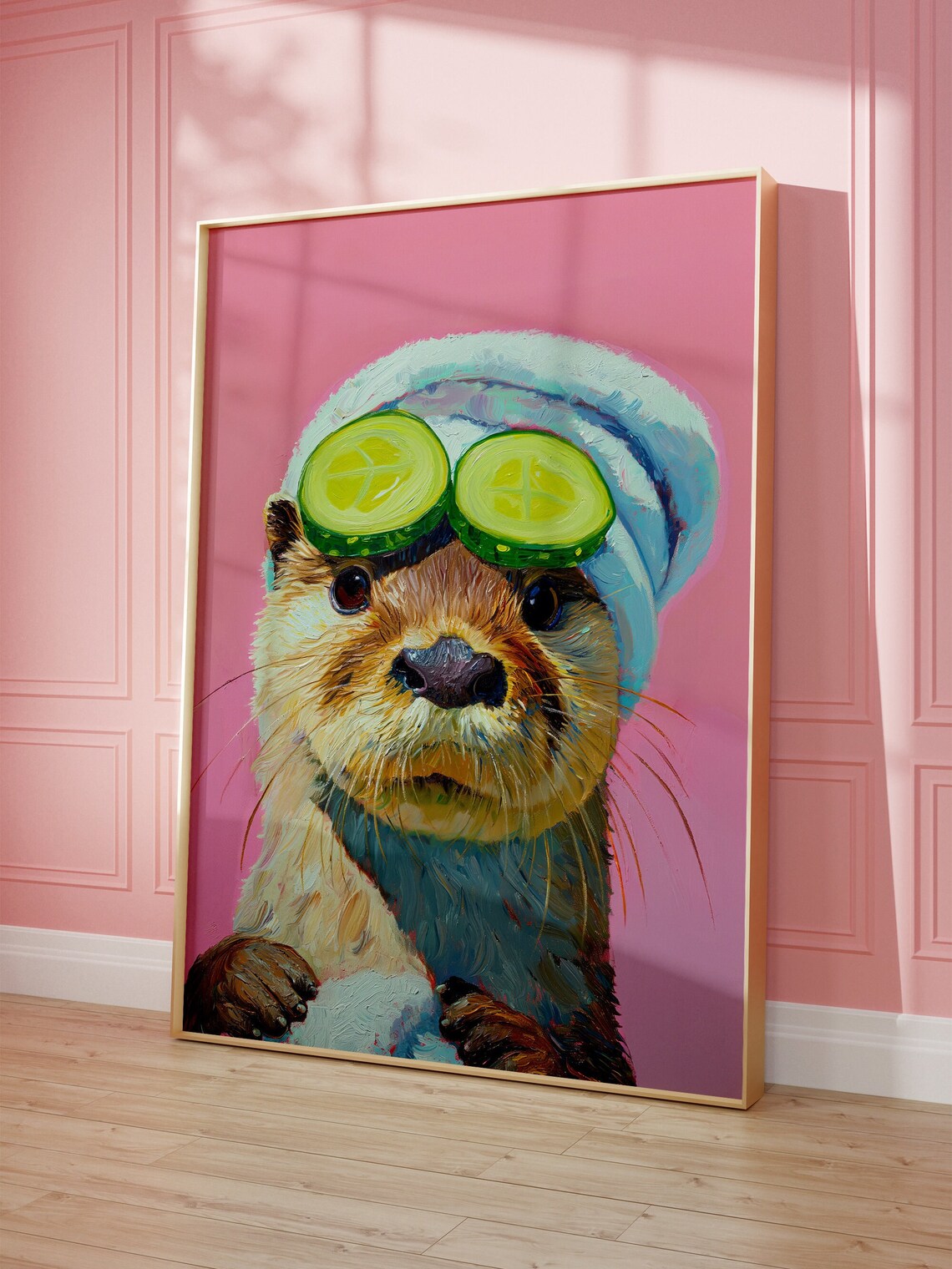 Cute Otter, Maximalist Bathroom Decor Art Print