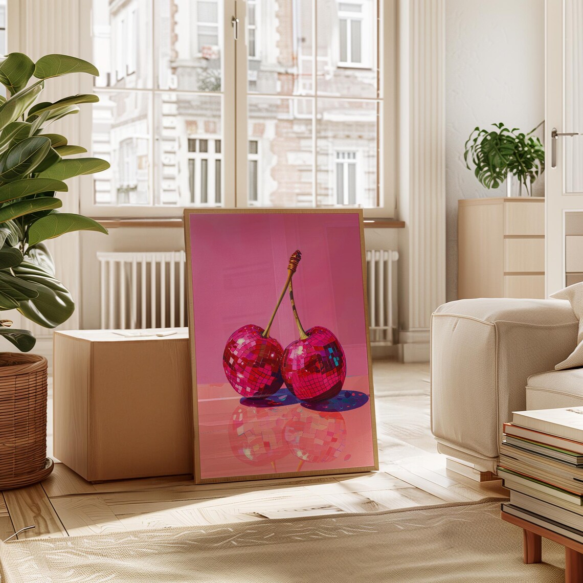 Cherries Disco Ball Poster, Maximalist Dining Room - Image 5