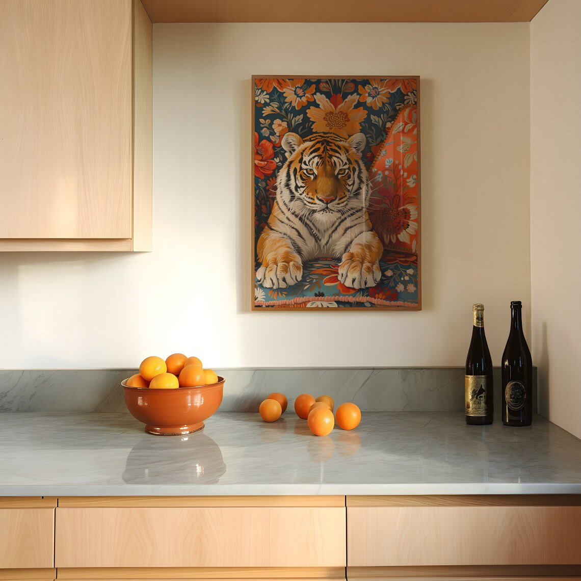 Tiger Laying On Couch, Maximalist Oil Painting - Image 5