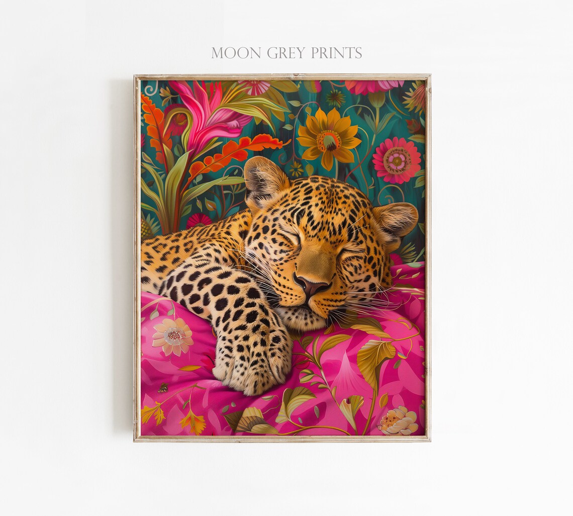 Sleeping Leopard - Maximalist Oil Painting - Image 2