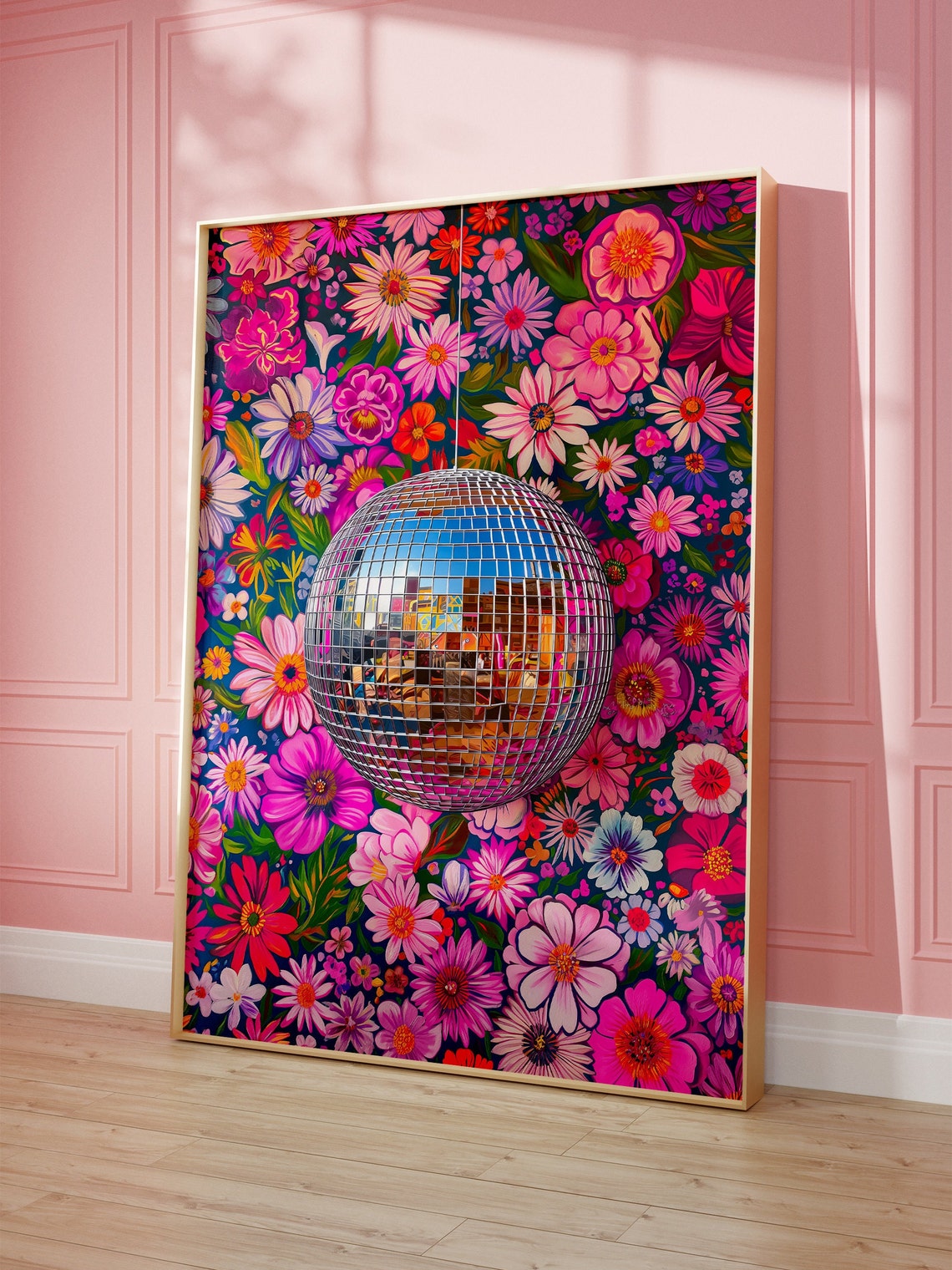 Disco Ball Botanical - Maximalist Oil Art