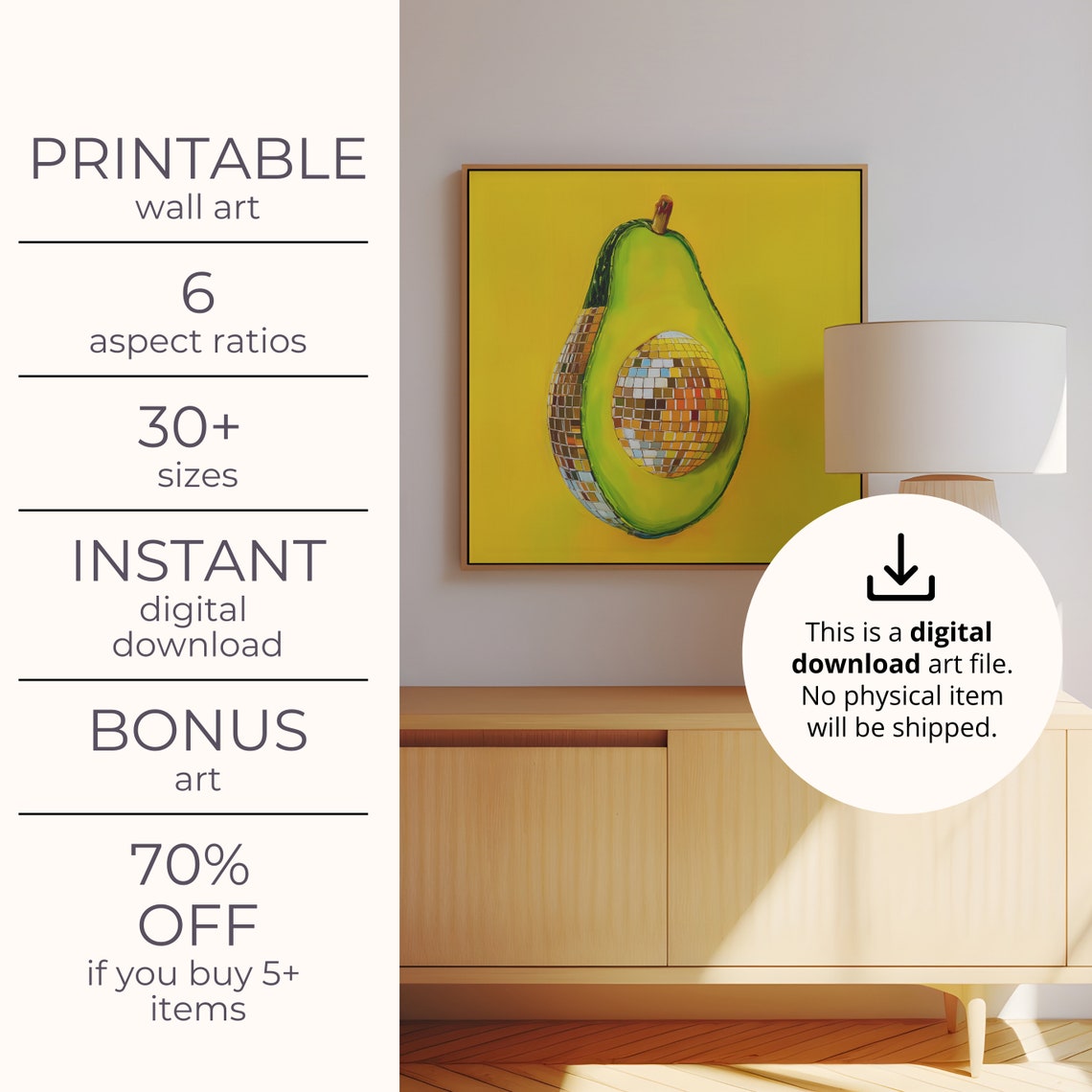 Avocado Disco Ball, Maximalist Dining Room Art Print - Image 4