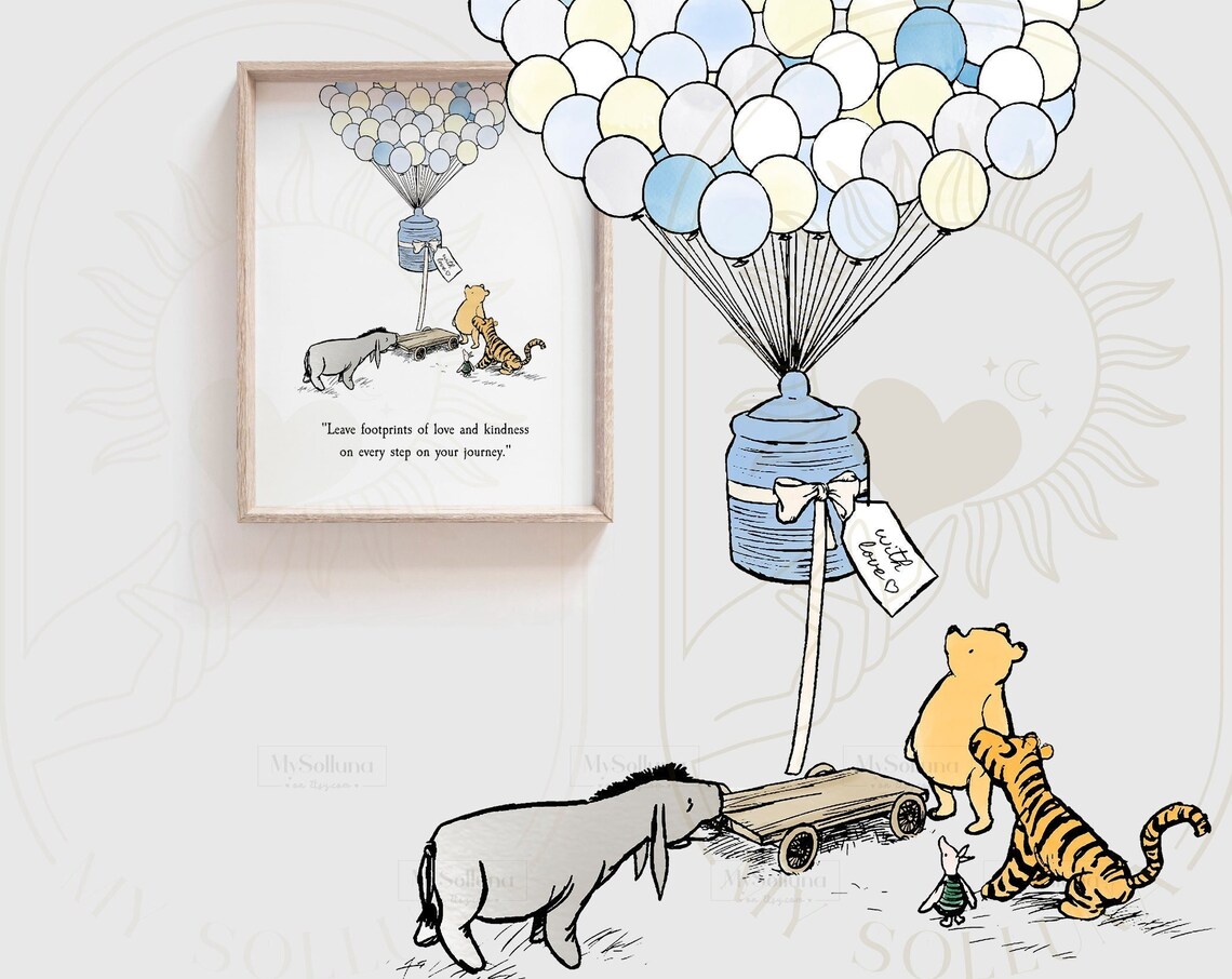 Winnie the Pooh Leave Footprints of Love and Kindness Balloon Poster