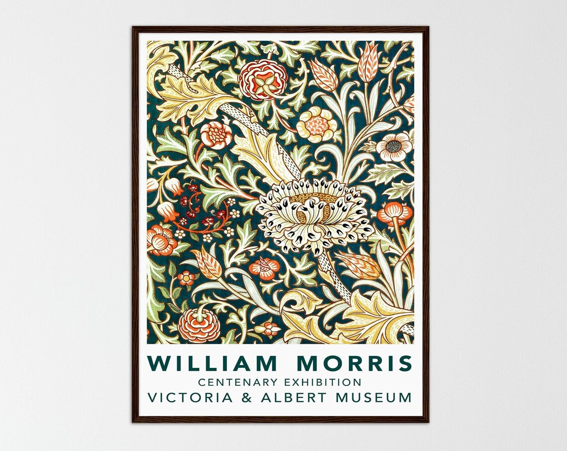 William Morris Exhibition Poster, Botanical Art Nouveau