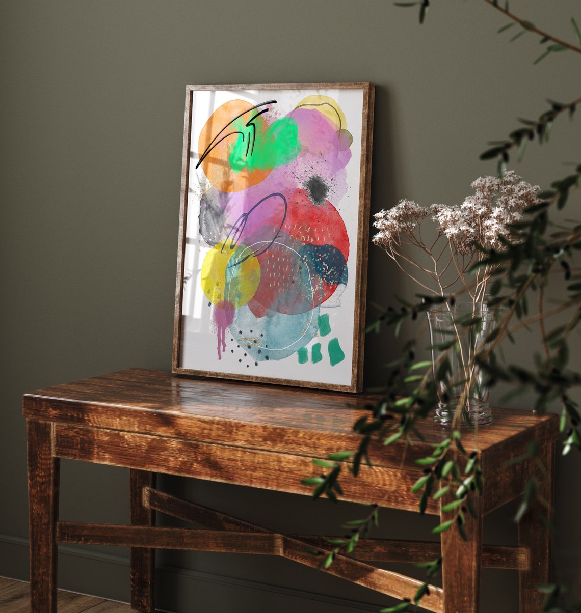 Colorful Abstract Watercolor Organic Shapes Modern Art Poster - Image 4