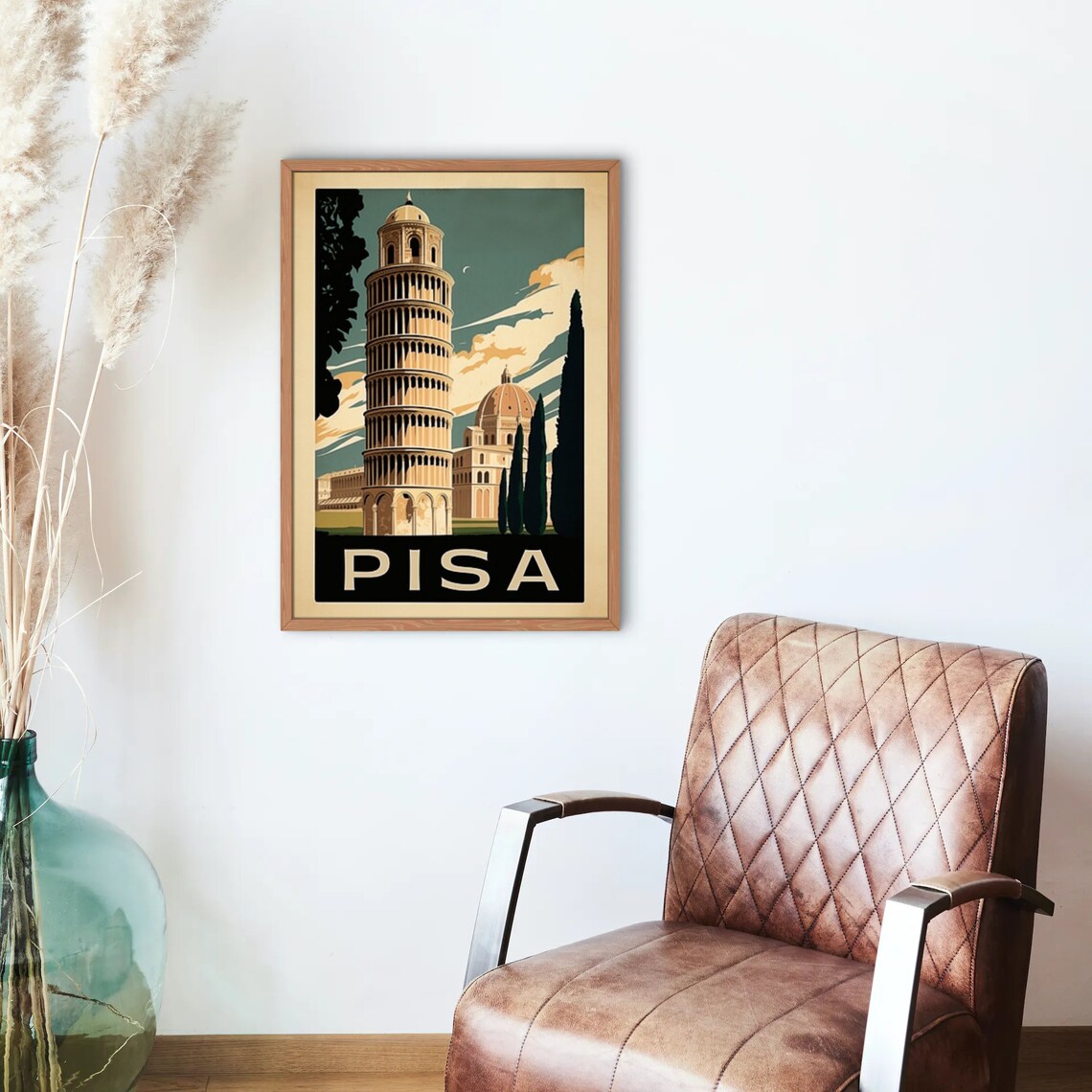 Leaning Tower of Pisa Italy Retro Vintage Travel Poster Landmark View - Image 3