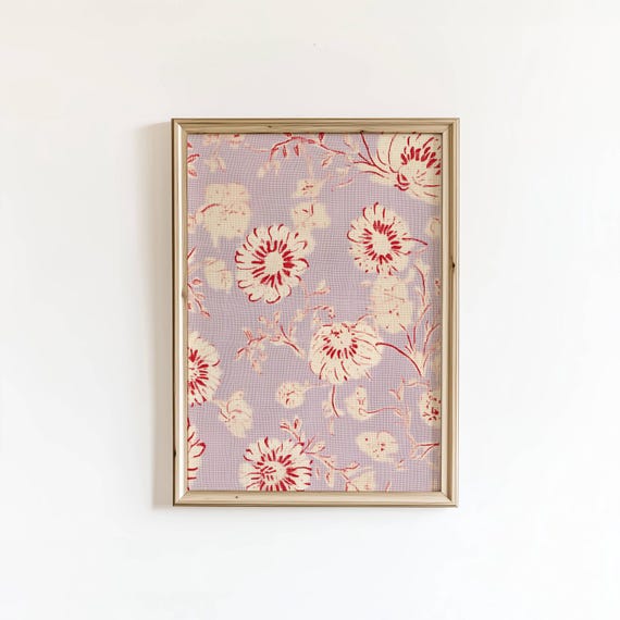 Vintage Floral Purple Print Cottagecore Flower Wall Art Digital Download