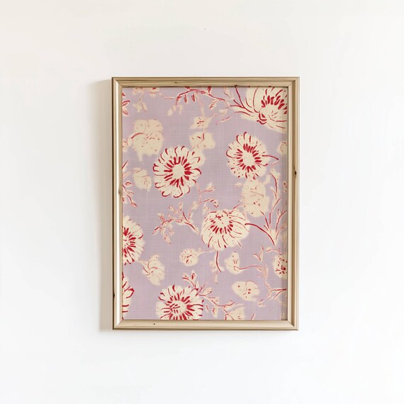 Vintage Purple Floral Print Cottagecore Botanical Flower Decor