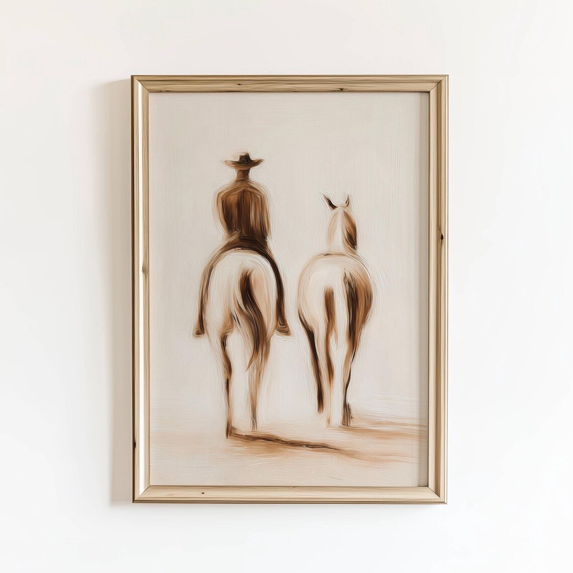 Cowboy Horse Art Print, Western Style Minimalist