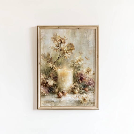 Moody Still Life Print Candle Fall Art Cottagecore Autumn Wall Digital Download