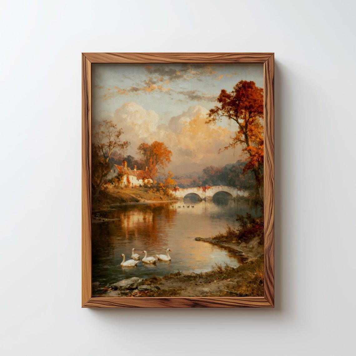 Fall Landscape Print Floral Art Cottagecore Autumn Wall Digital Download