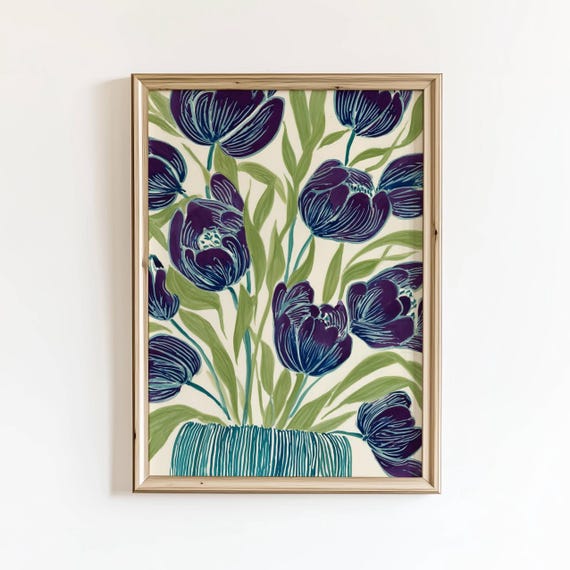 Floral Art Print Modern Contemporary Textured Wall Decor Digital Download