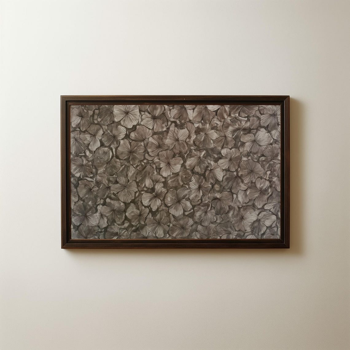 Moody Brown Floral Blossom Pattern Vintage Textured Wall Poster