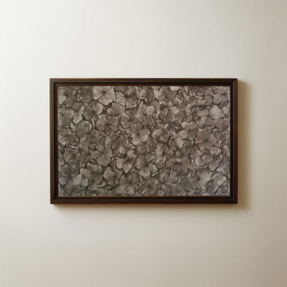 Brown Floral Abstract Art Print Vintage Textured Wall Decor Digital Download