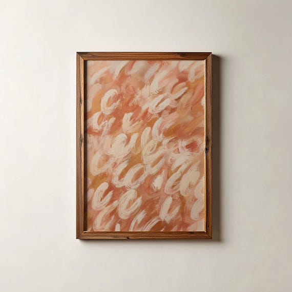 Abstract Contemporary Oil Painting Colorful Orange Modern Wall Art Digital Download