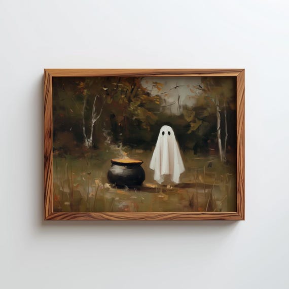 Ghost Print Fall Art Halloween Autumn Wall Digital Download