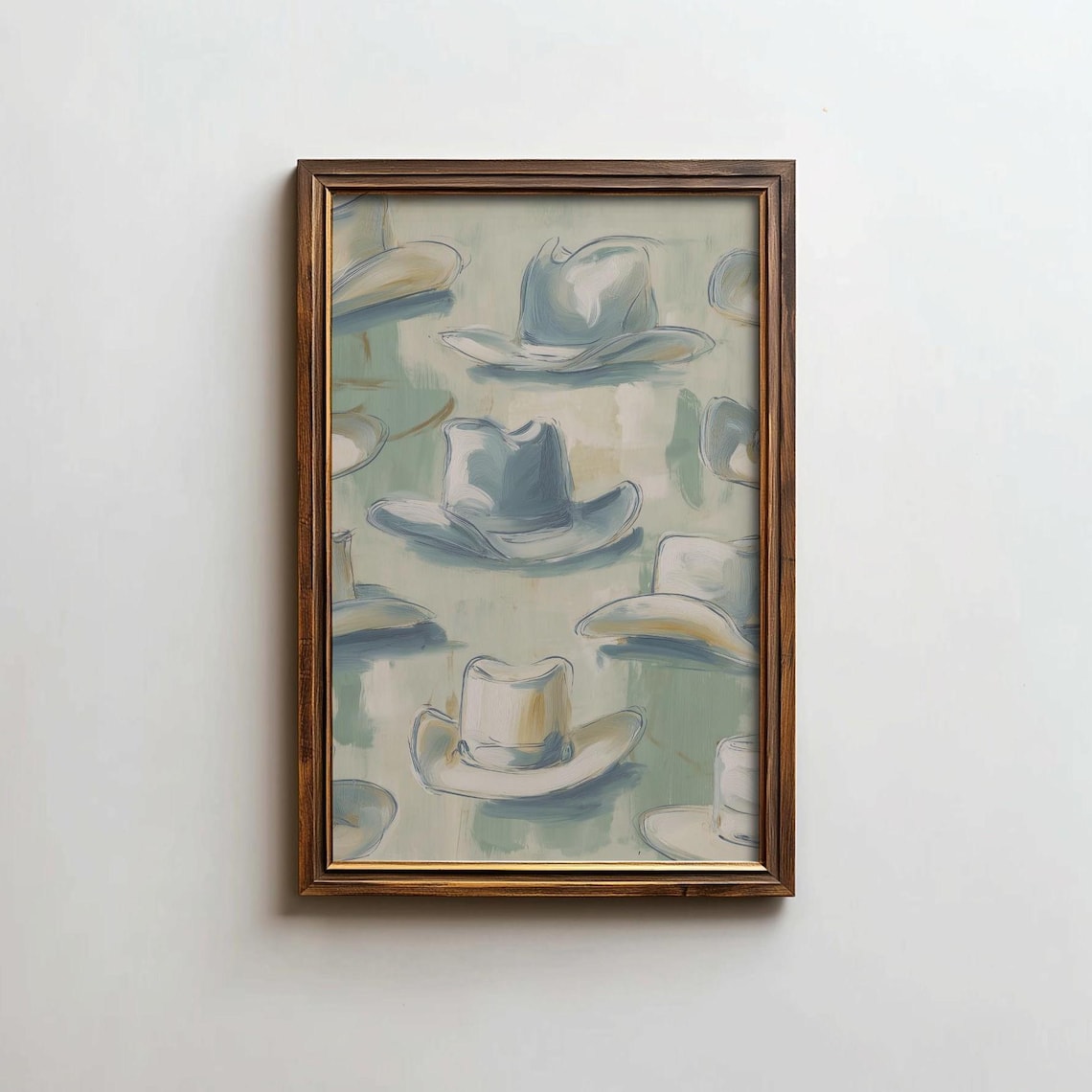 Sage Green Cowboy Hats Painted Western Modern Style Decor Poster