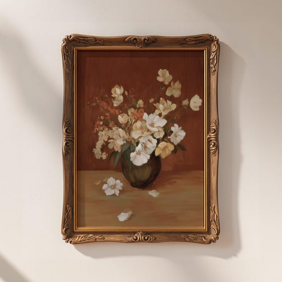 Still Life Floral Print Cottagecore Flowers Art Digital Download