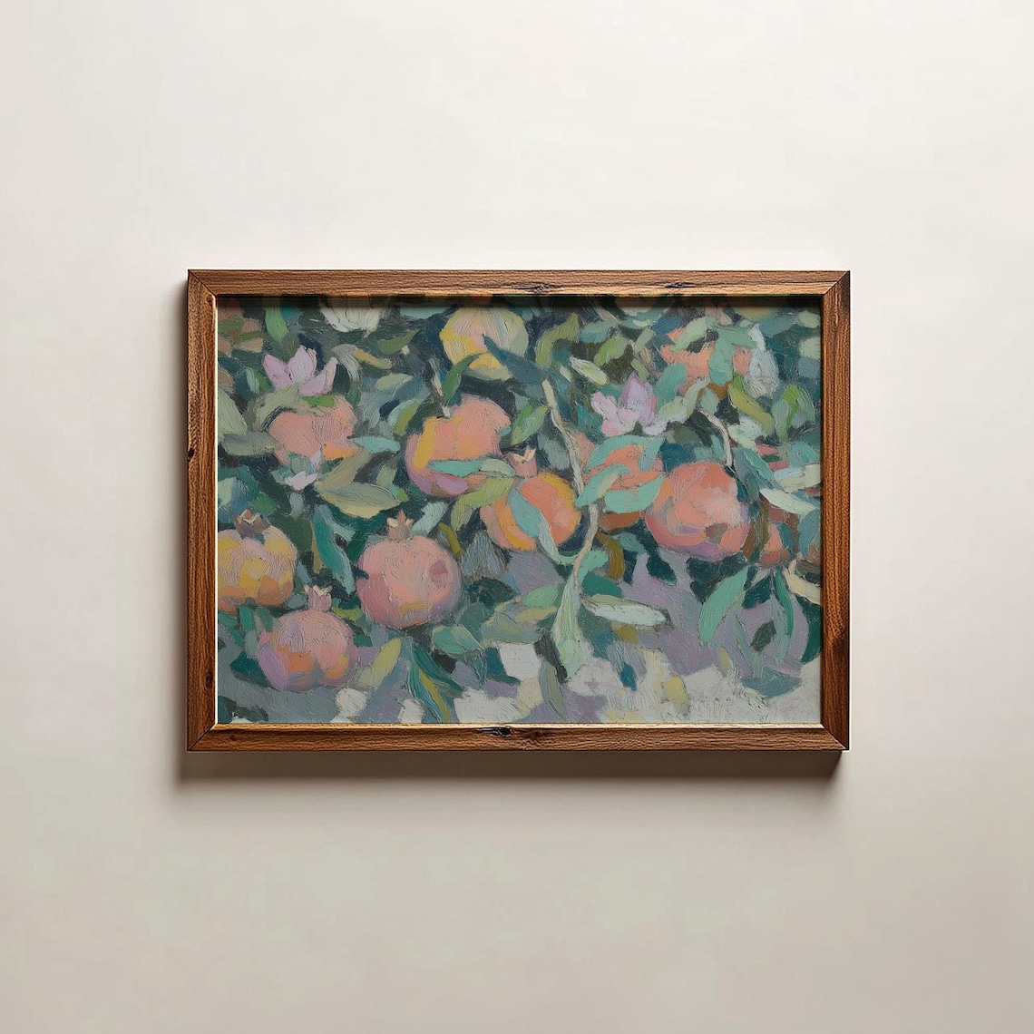 Impressionist Pomegranate Tree Painting Blush Fruit Still Life Art Poster