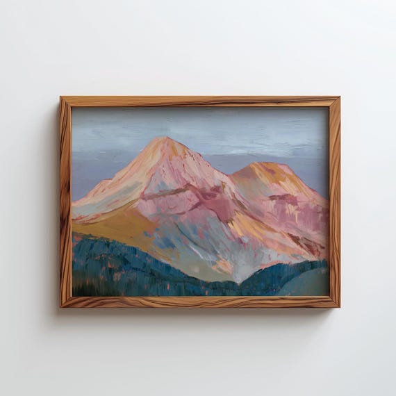 Mountain Landscape Art Rustic Nature Wall Decor Colorful Poster Digital Download