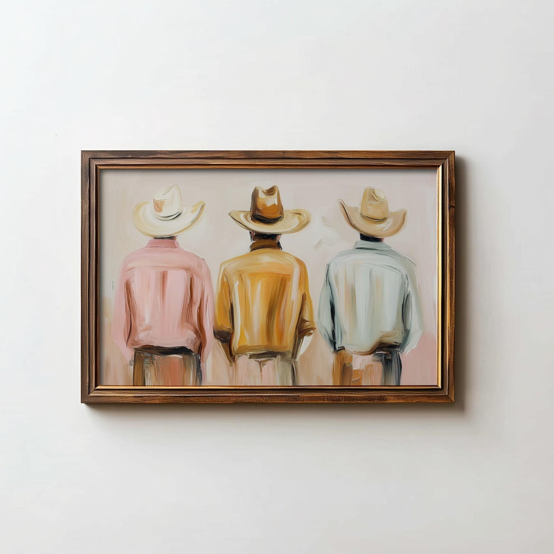 Three Cowboys From Behind Pastel Cowboy Hats Western Art Poster