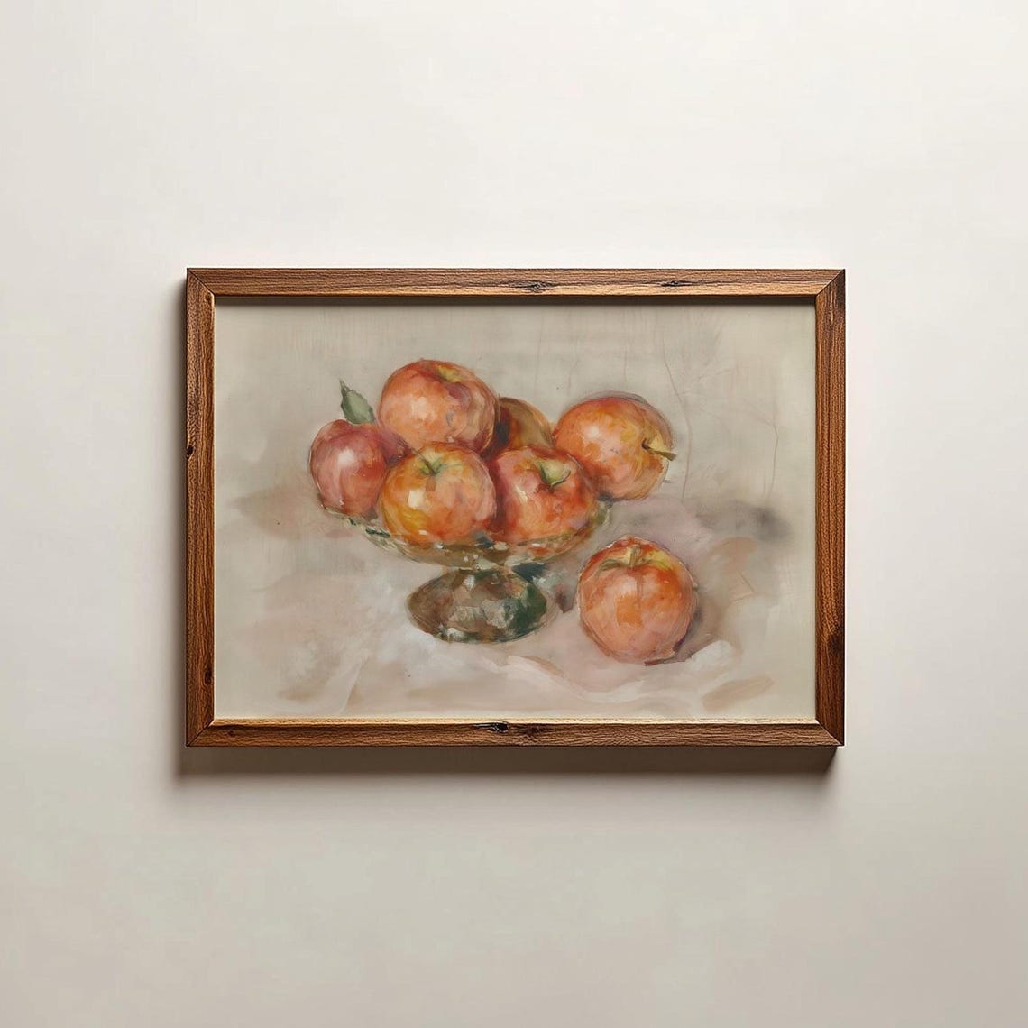 Apples Bowl Soft Watercolor Still Life Light Airy Kitchen Wall Poster