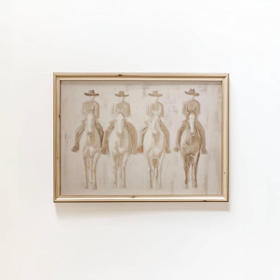 Cowboy Horse Art Print Western Style Decor Minimalist Digital Download