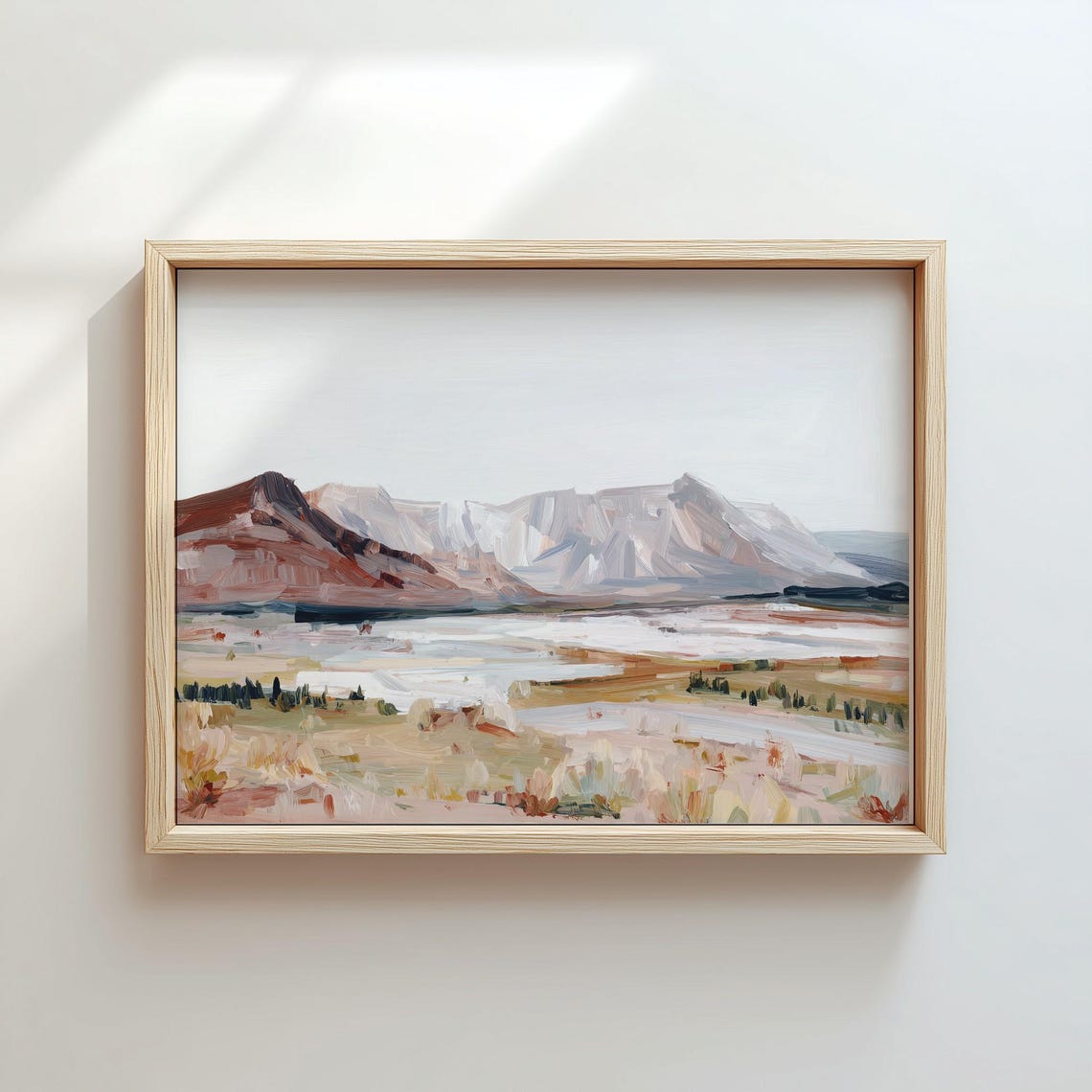 Abstract Mountain River Landscape Muted Tones Rustic Cabin Poster