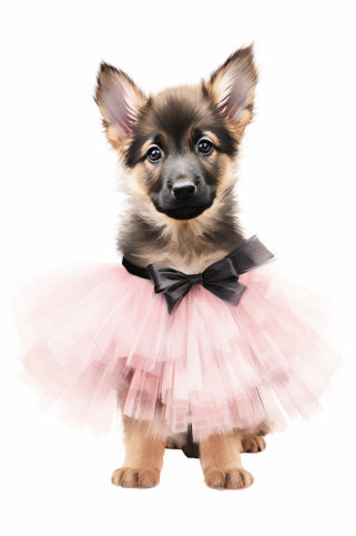 German Shepherd Puppy in Pink Tutu with Black Bow Ballet Poster - Image 2