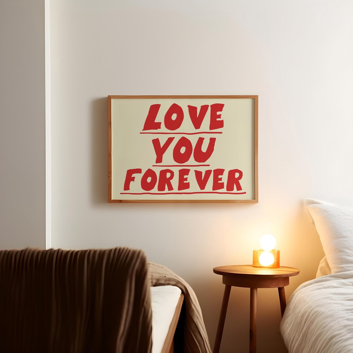 Love You Forever Bold Red Typography Retro Romantic Bedroom Poster - Image 3