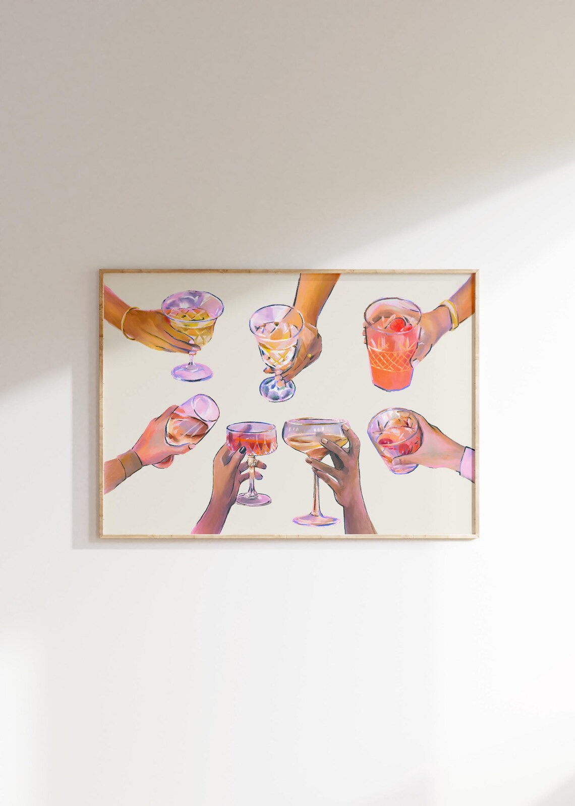 Bar Cart Cheers Poster, Vintage Kitchen Wall Art