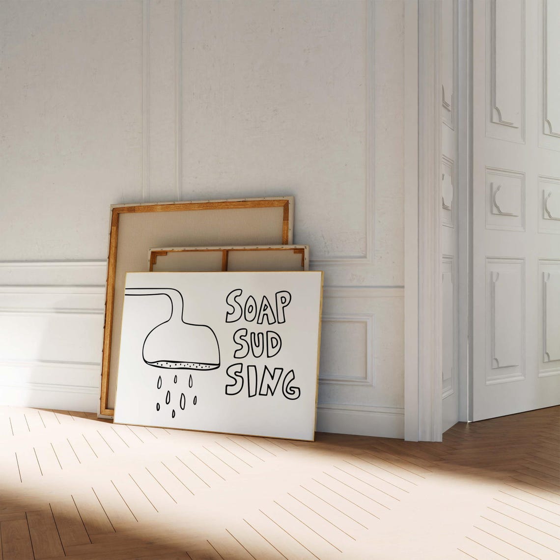 Soap Sud Sing Shower Head Cute Funny Bathroom Typography Poster - Image 3