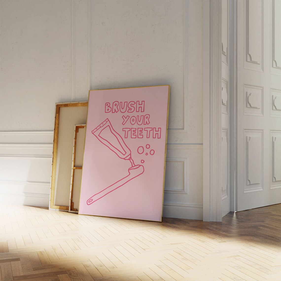 Brush Your Teeth Retro Typography Bathroom Art Print - Image 5