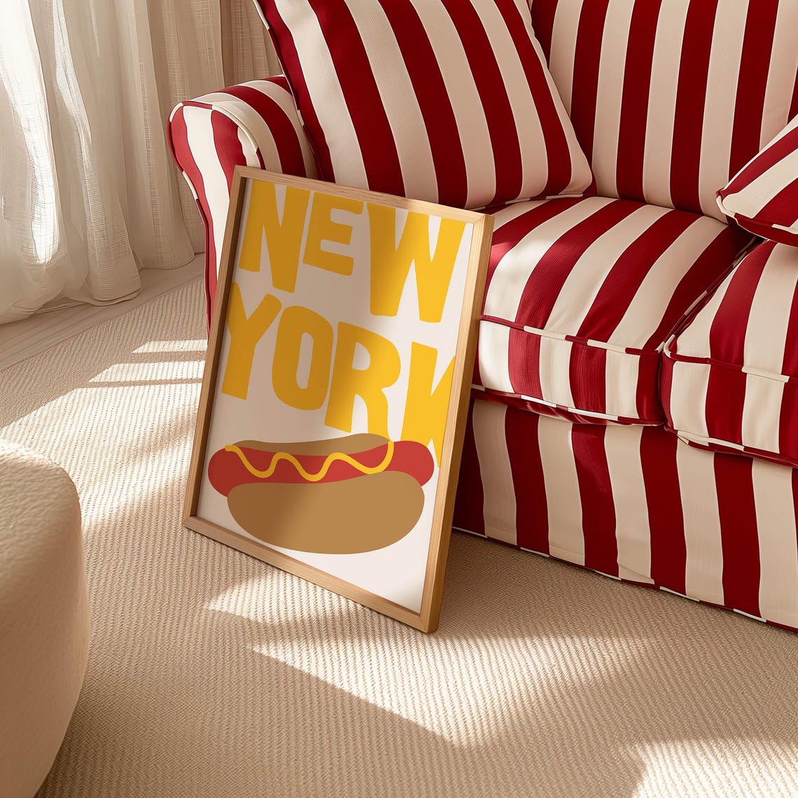 Fun New York City Hot Dog Retro Yellow Typography Food Poster - Image 3