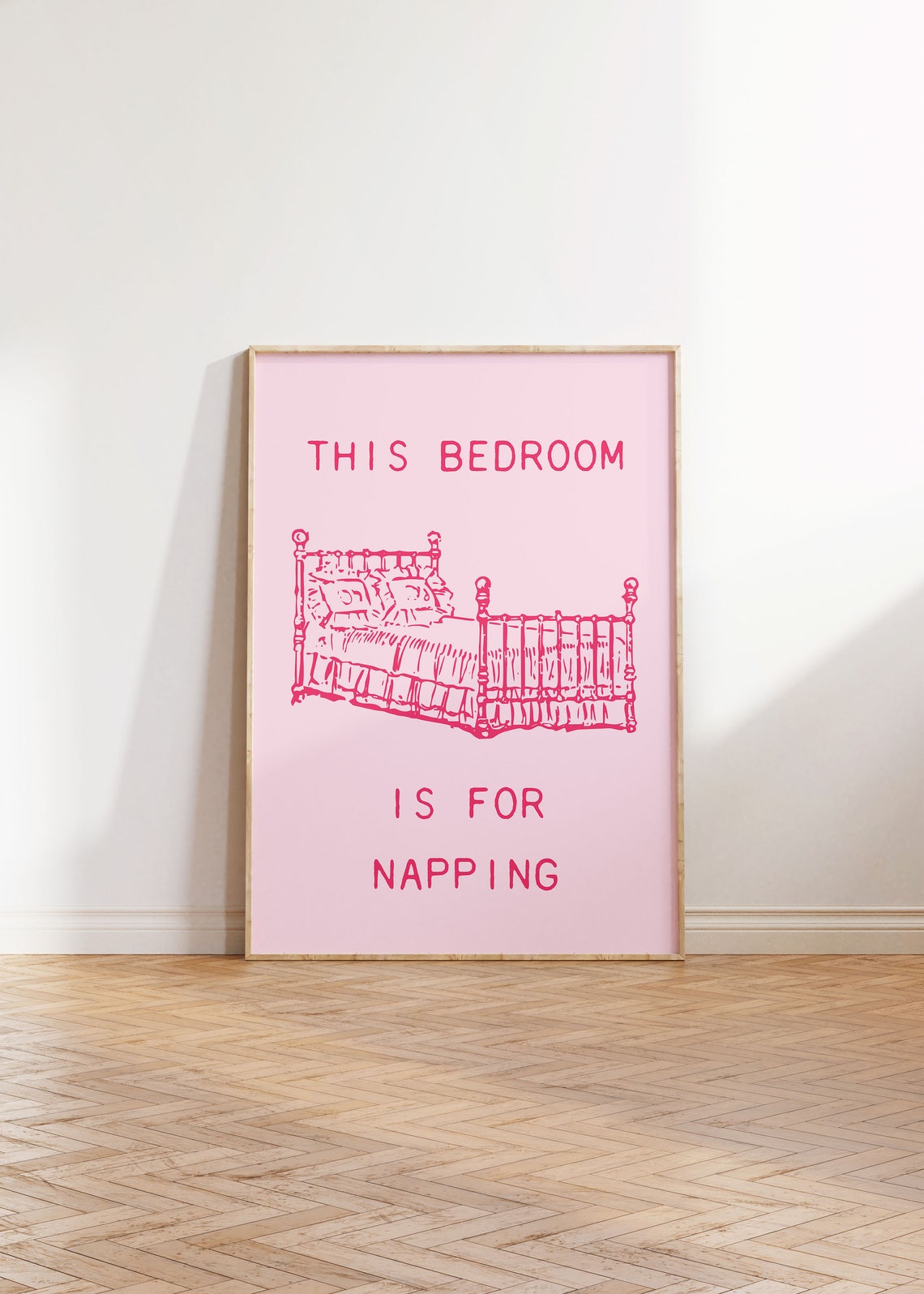This Bedroom Is For Napping Pink Bed Sleep Quote Home Decor Poster - Image 2