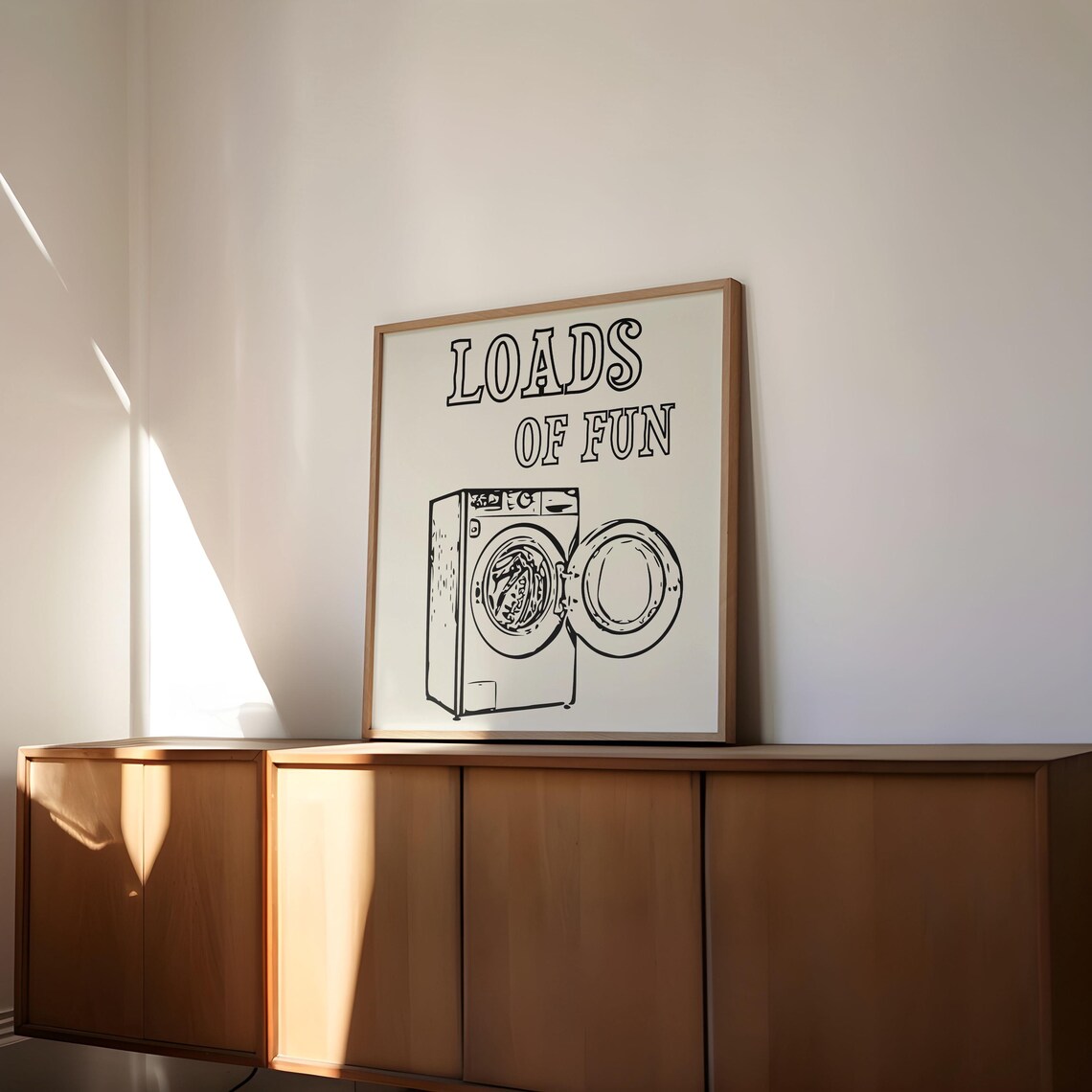 Loads Of Fun Laundry Room Washer Line Art Funny Minimalist Poster - Image 3