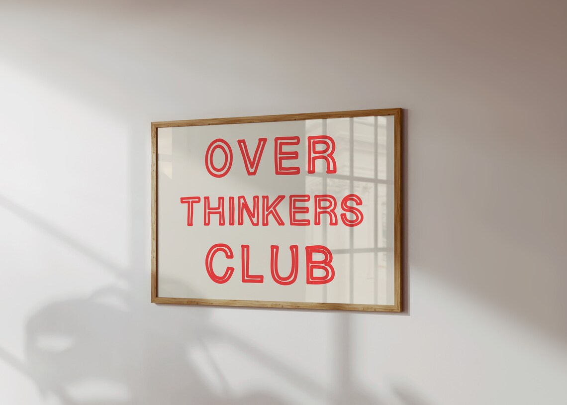 Over Thinkers Club Funny Retro Quote Art Print - Image 4