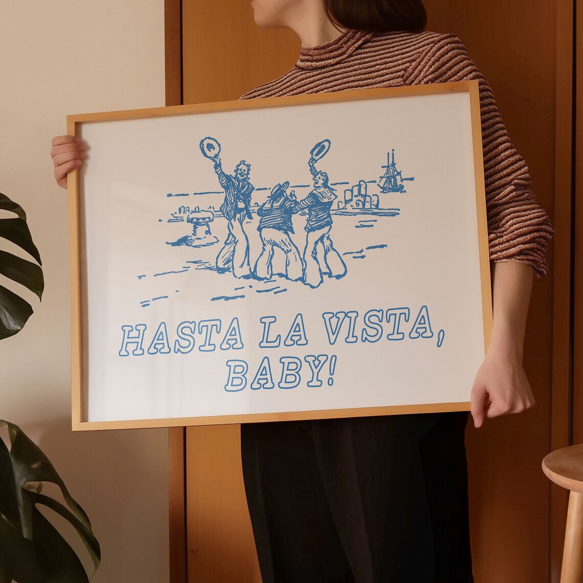Hasta La Vista Baby Blue Vintage Sailor Quote Horizontal Poster - Image 2