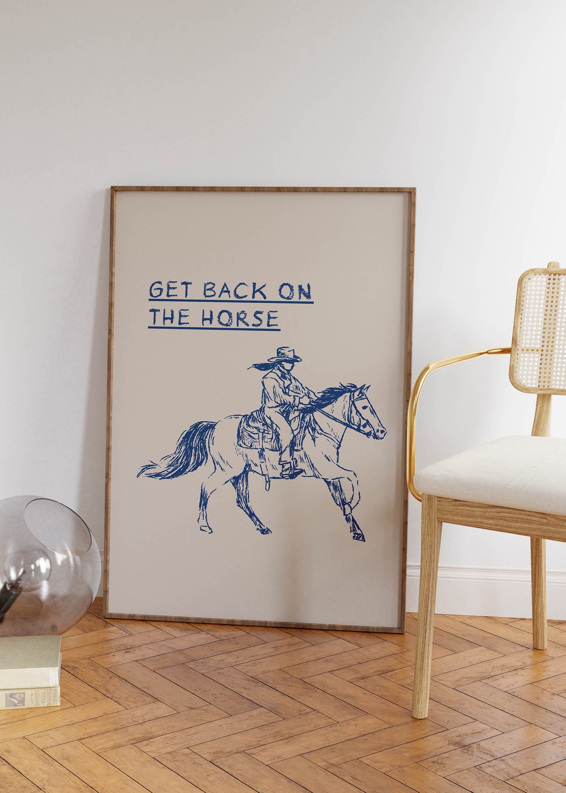 Get Back on the Horse Cowboy Western Sketch Rodeo Poster Art - Image 4