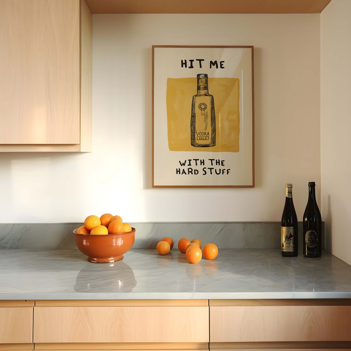 Hit Me With The Hard Stuff Vodka Bottle Gold Funny Bar Poster - Image 5