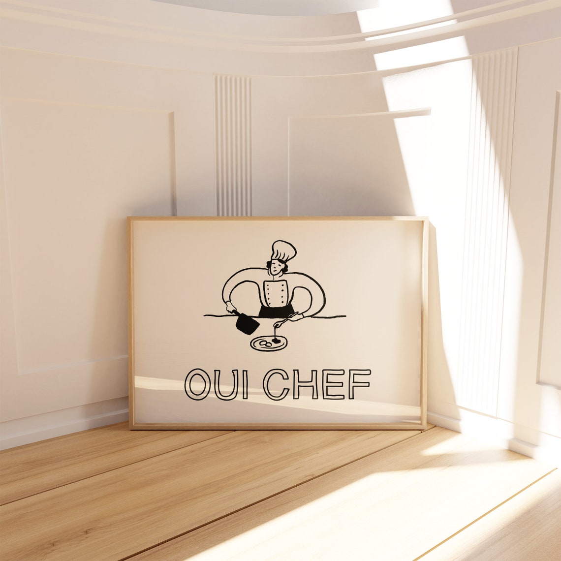 Oui Chef Black Chef Cooking Line Art French Kitchen Quote Poster - Image 5