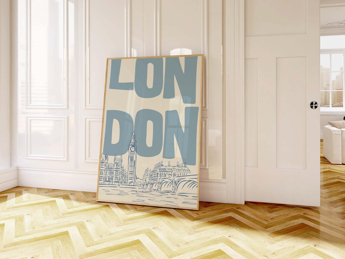 London Skyline Vintage Travel Poster, Modern Wall Decor - Image 2