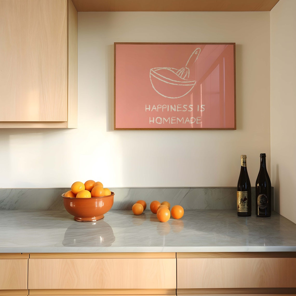 Happiness Is Homemade Pink Bowl Whisk Sketch Kitchen Quote Poster - Image 4