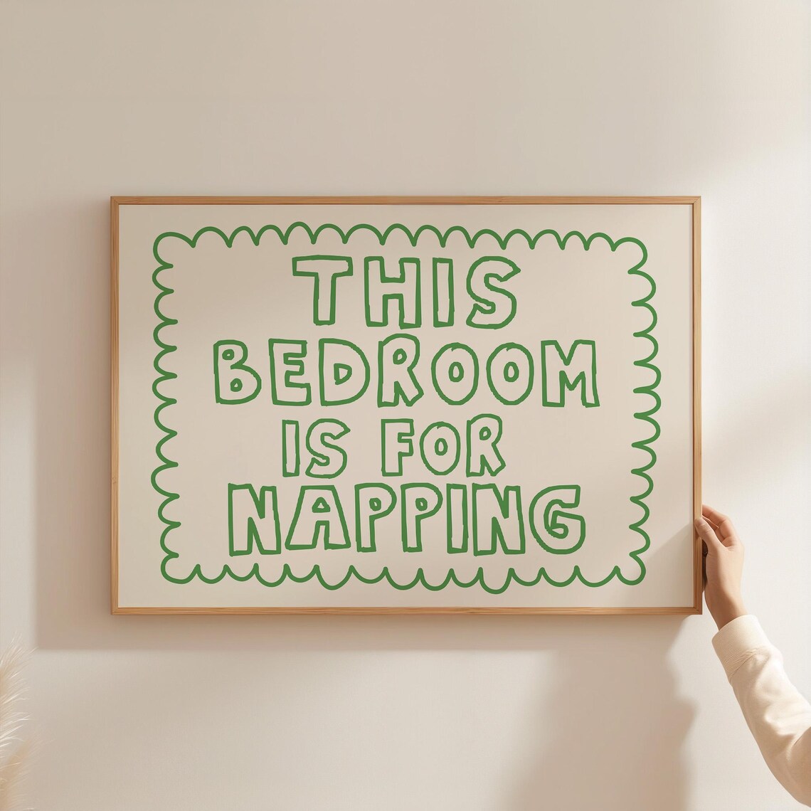 Cozy This Bedroom Is For Napping Green Scalloped Quote Wall Art - Image 2