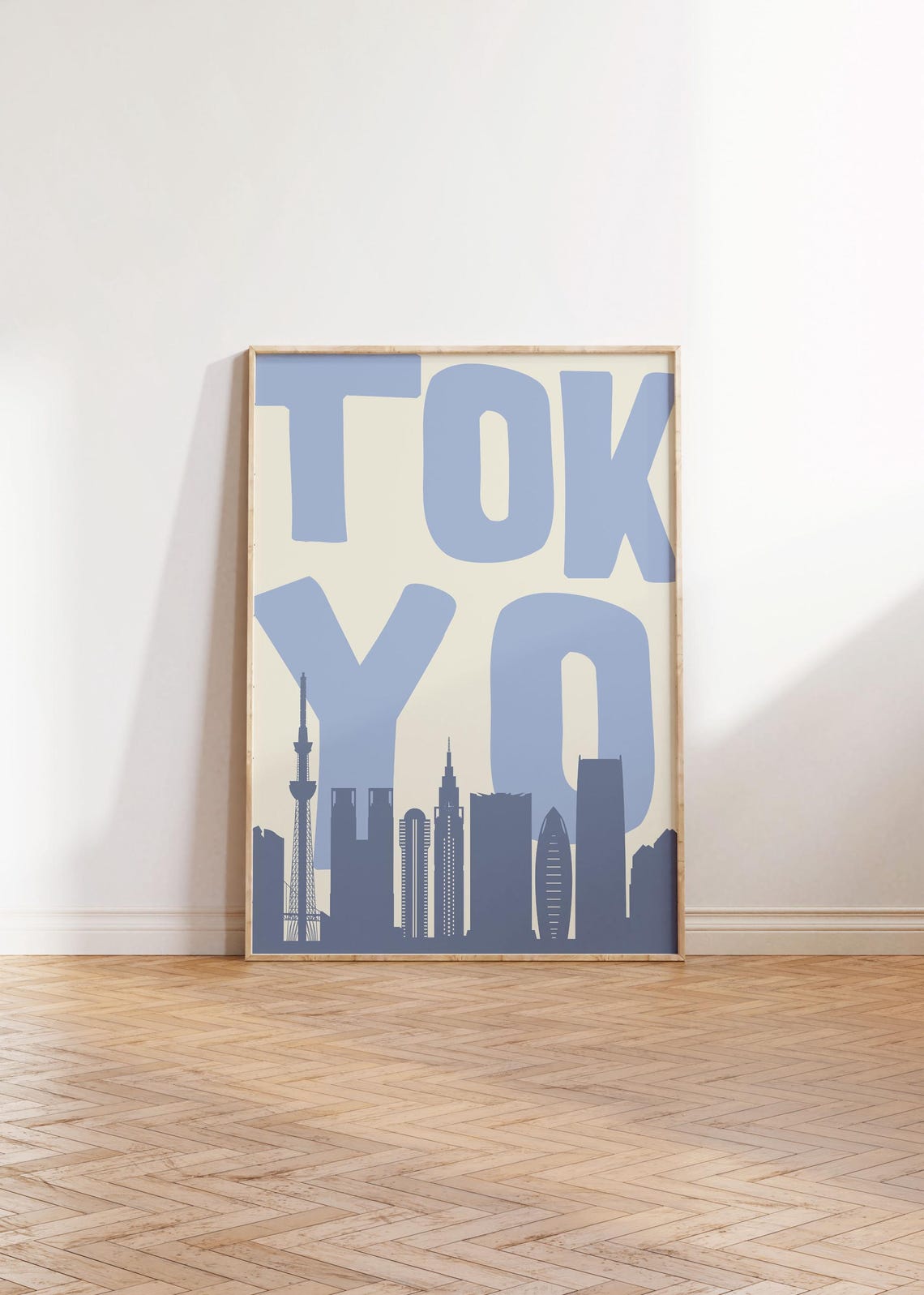 Tokyo Skyline Silhouette Blue Tower City Retro Travel Poster - Image 3