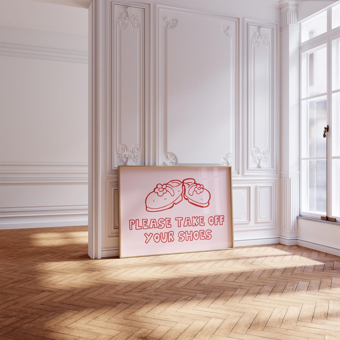Please Take Off Your Shoes Funny Red Entryway Quote Wall Poster - Image 2